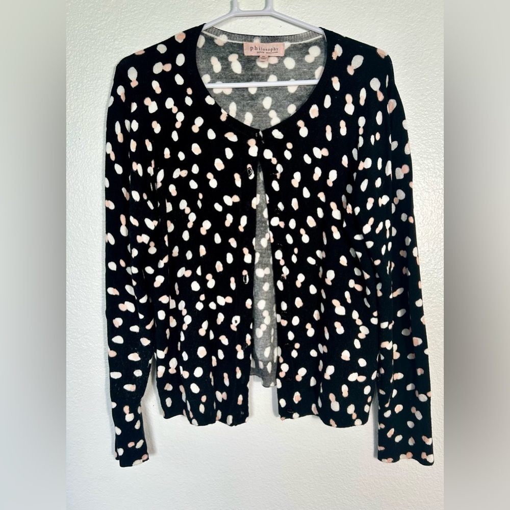 Philosophy polka  dot cardigan, button up. Petite large